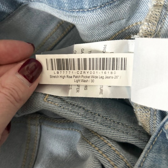 Quince Stretch High Rise Patch Pocket Wide Leg Jeans Light Wash Size 30 - Picture 8 of 8